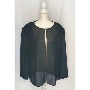Adrianna Papell Evening Essentials Black Sheer Beaded Jacket Size 3XL Romantic